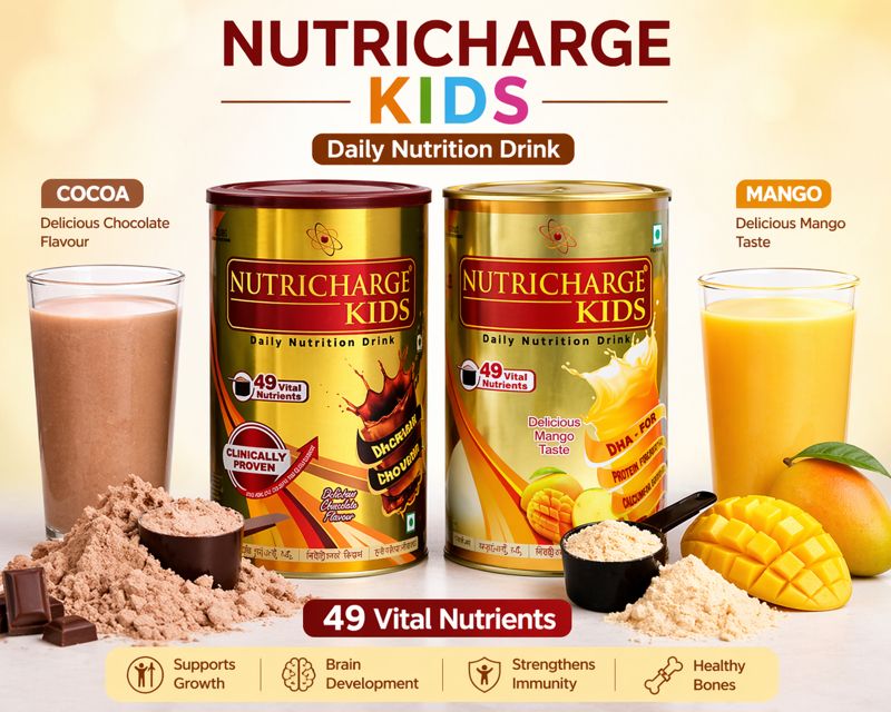 Nutricharge Kids Cocoa and Mango Flavour Combo – Daily Nutrition Health Drink for Kids