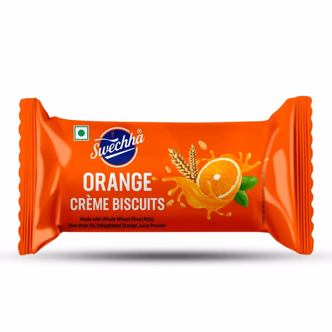 Swechha orange cream biscuits 35g crunchy creamy biscuit