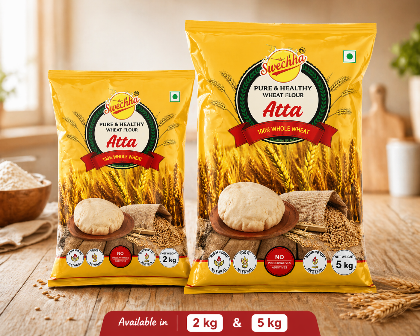 Swechha Atta 2kg and 5kg Pack – Premium Wheat Flour for Soft Roti