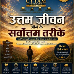 उत्तम जीवन जीने के सर्वोत्तम तरीके पुस्तक का कवर, लेखक उत्तम कुमार, 16 भाग और 114 अध्यायों वाली संपूर्ण जीवन मार्गदर्शिका